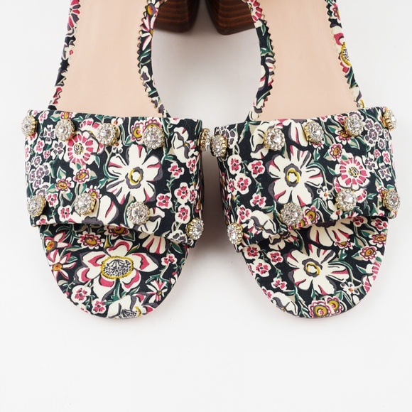 New JCREW Size 6.5 Block Heel Sandals with Gemstones in Liberty Floral - Picture 4 of 8